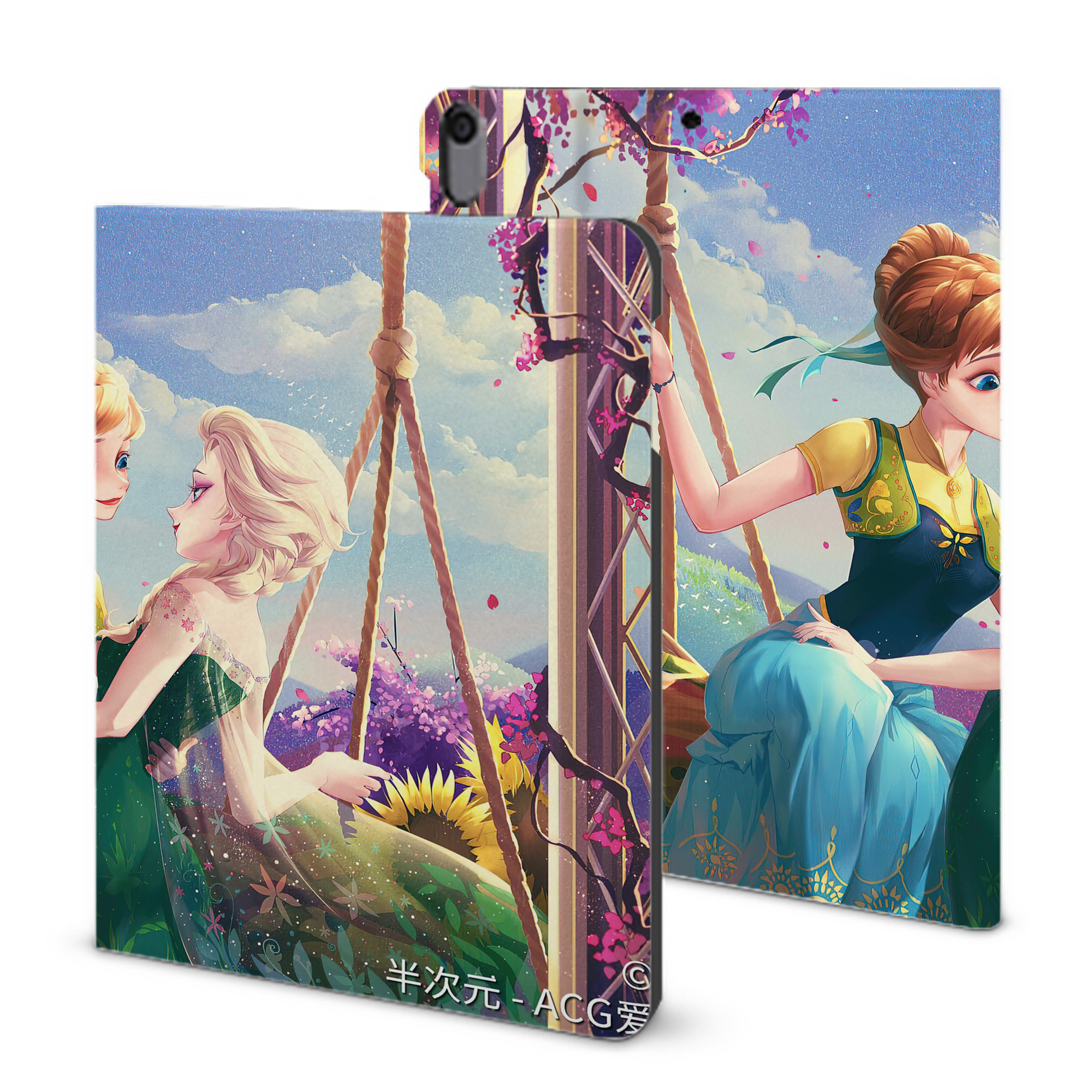 （画像用） アナと雪の女王 アンナ エルサ Frozen Anna Elsa IPad ケース ブック型 PUレザー TPU 耐衝撃 軽量 薄型 ペン収納なし 全面保護 IPad 各モデル対応